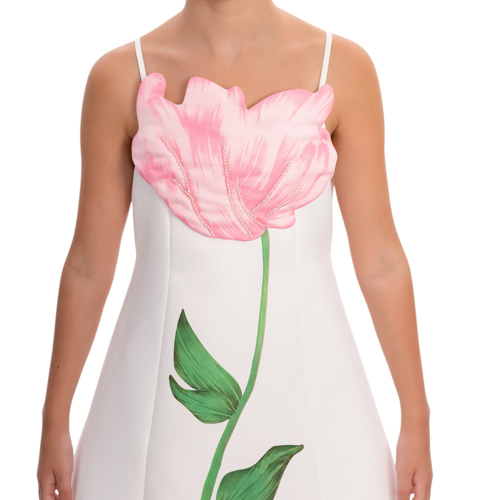 Blooming Belle girls formal dress in off-white satin with delicate floral appliqués and embroidery. — view 5