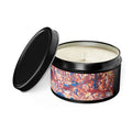 8oz Eco-Friendly Scented or Unscented Soy Wax Tin Candle with 'Abstract Fusion' Abstract Artwork by American Artist Barbara Cleary-1