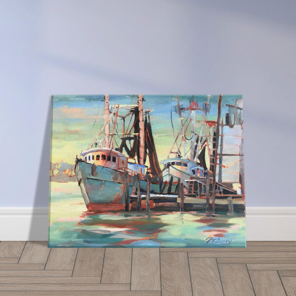 'Biloxi Fishing Fleet' I 11x14 inch Canvas Coastal Art Print I Original Artwork by American Artist Barbara Cleary-4
