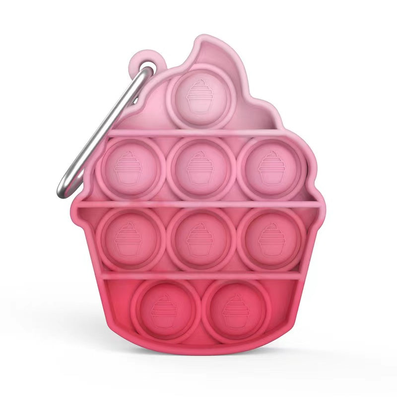 Ice cream keychain push pop fidget toy made of bright soft silicone for sensory relief — view 2