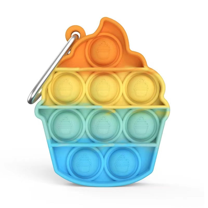Ice cream keychain push pop fidget toy made of bright soft silicone for sensory relief — view 3