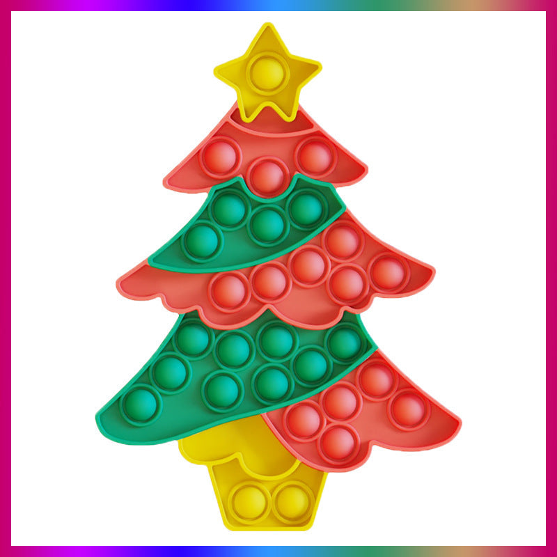 Festive Christmas push pop sensory fidget toy made of thick, high-quality colourful silicone. — view 2
