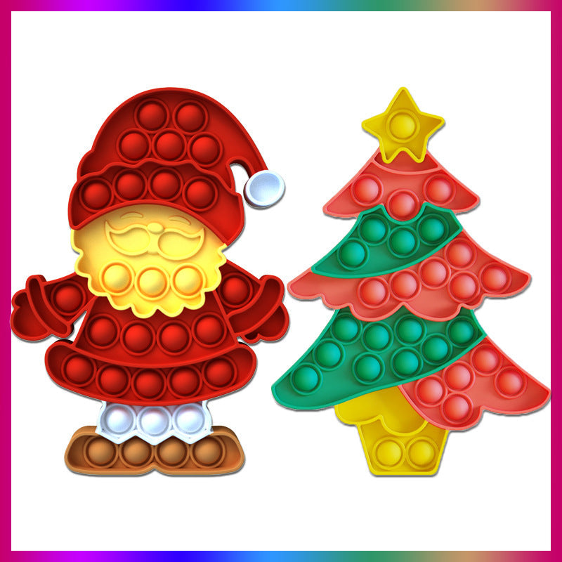 Festive Christmas push pop sensory fidget toy made of thick, high-quality colourful silicone. — view 3