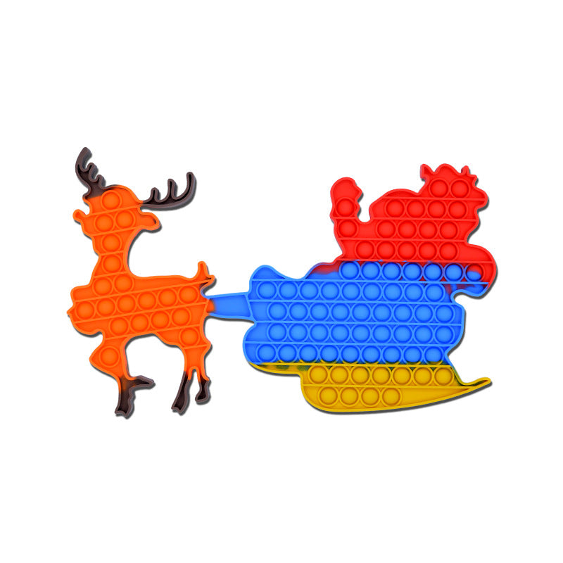 Colorful silicone Christmas themed push pop fidget sensory toy and interactive board game — view 3