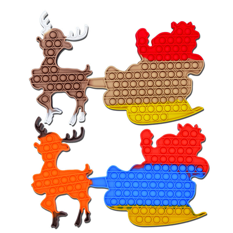 Colorful silicone Christmas themed push pop fidget sensory toy and interactive board game
