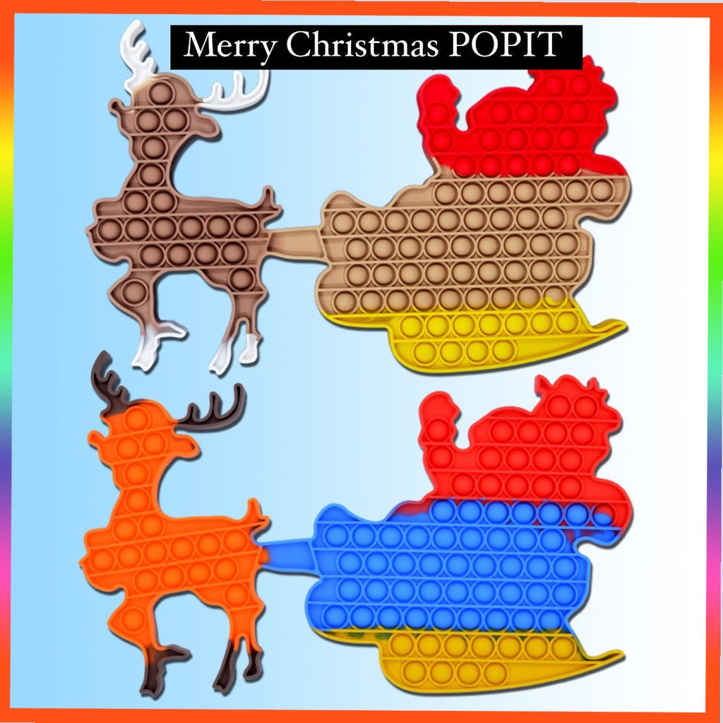 Colorful silicone Christmas themed push pop fidget sensory toy and interactive board game — view 2