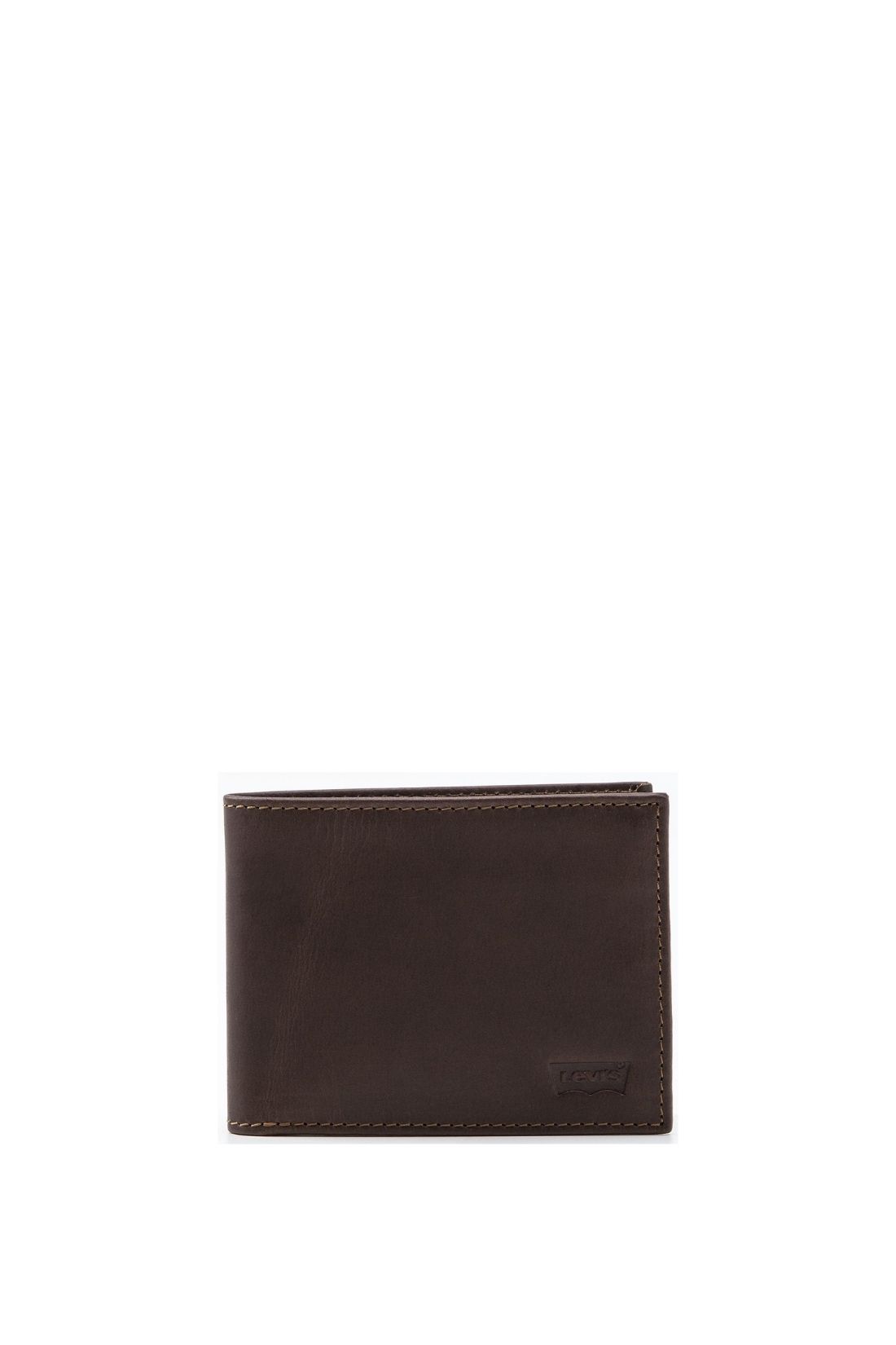 Levi's men's bifold wallet in black full-grain leather featuring a coin pocket and card slots — view 4