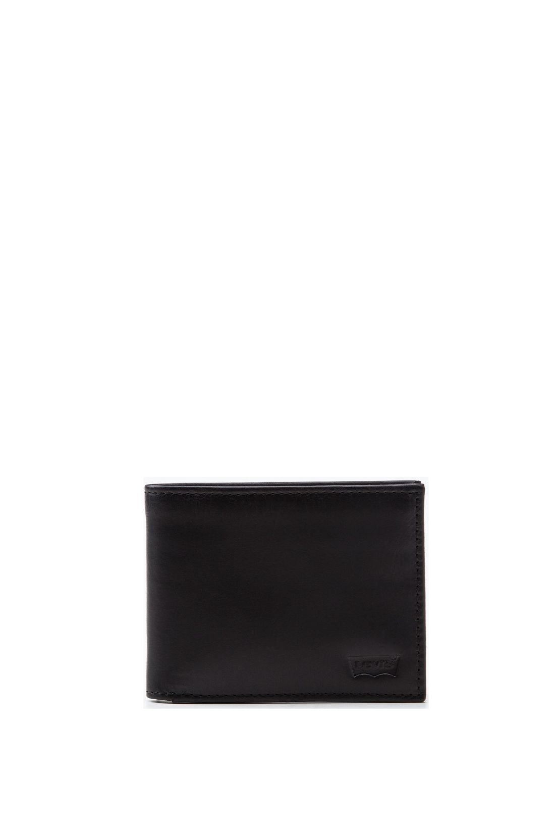 Levi's men's bifold wallet in black full-grain leather featuring a coin pocket and card slots — view 7