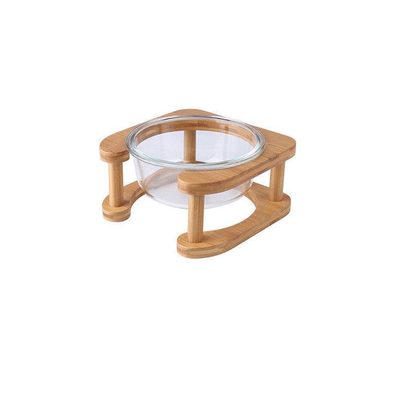 Elegant transparent glass cat bowl set housed in a modern minimalist square frame for daily feeding. — view 4
