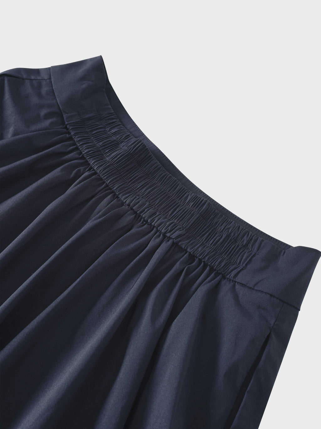 Elastic Back Maxi Cotton Blend Skirt-Navy-3