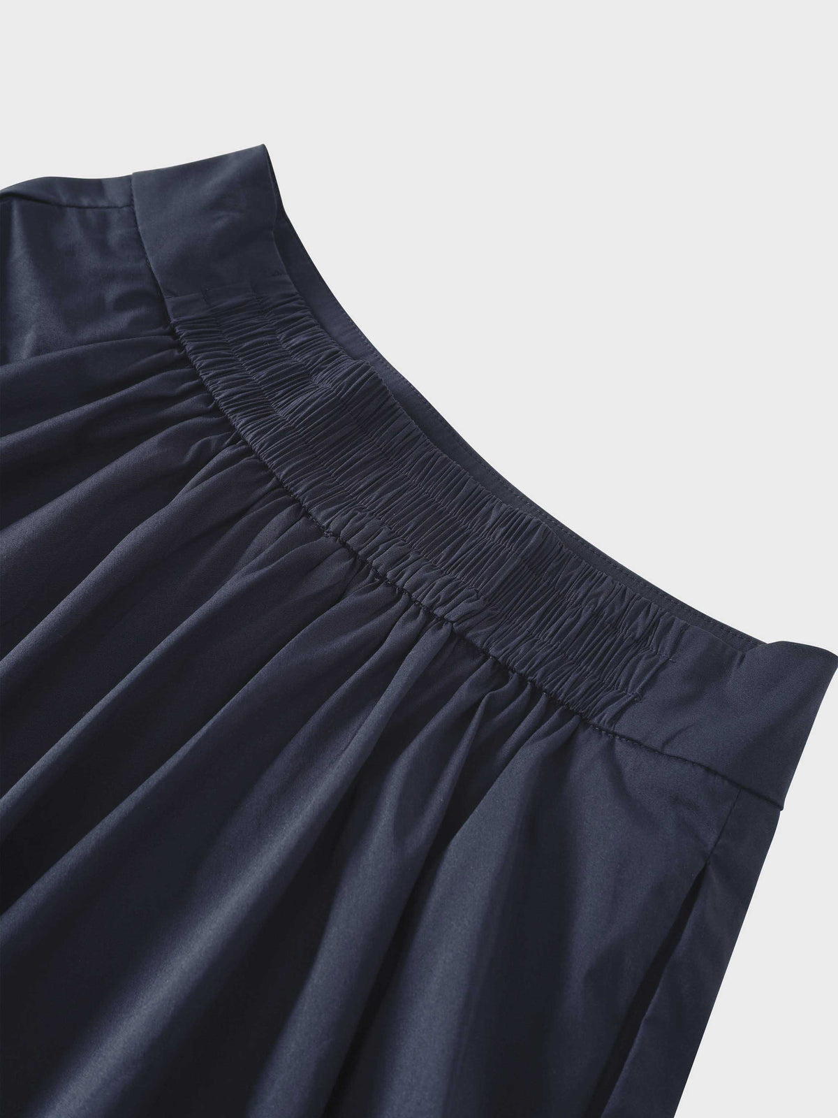 Elastic Back Maxi Cotton Blend Skirt-Navy-3