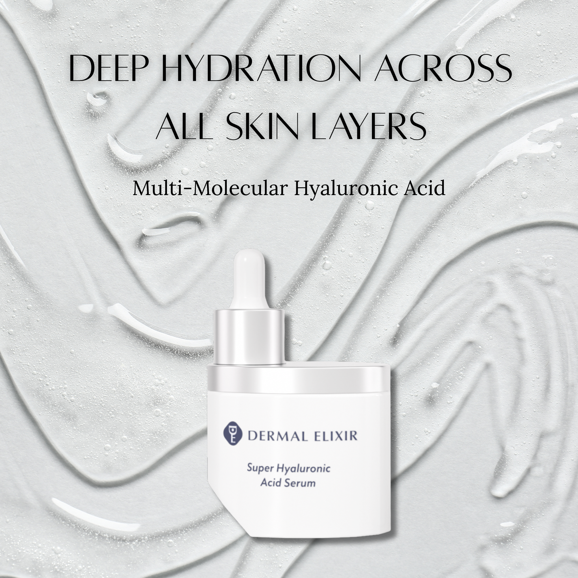 Dermal Elixir super hyaluronic acid face serum 40ml glass dropper bottle for deep skin hydration — view 3