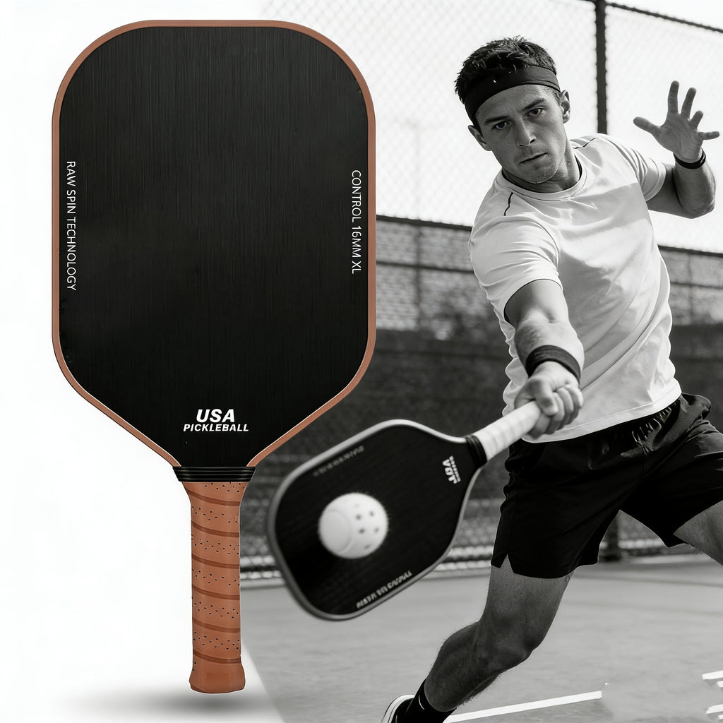 NNETM T700 carbon fiber pickleball paddle with black textured face and ergonomic anti-slip grip — view 2