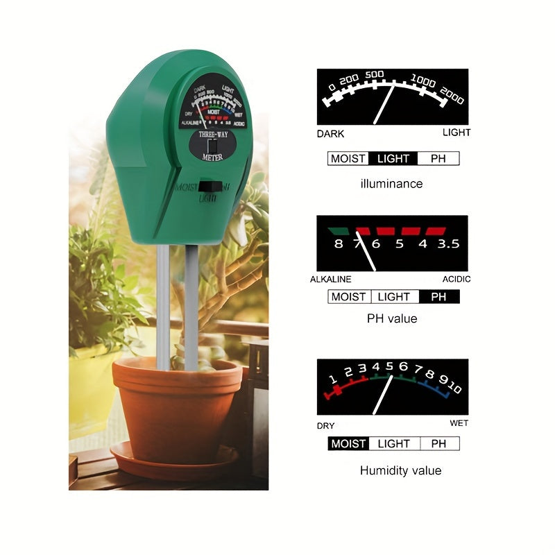 3-in-1 soil pH and moisture meter in durable plastic for indoor and outdoor plant care — view 5
