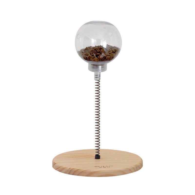 Interactive wooden and plastic cat treat dispenser puzzle ball toy for engaging indoor cats — view 3