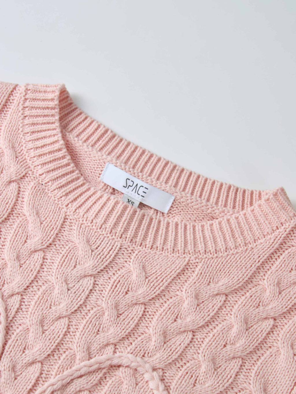 Braided Heart Cable Sweater - Pink-3