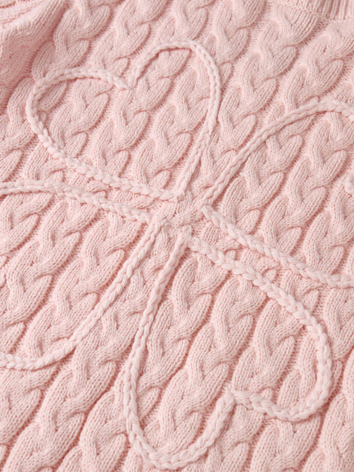 Braided Heart Cable Sweater - Pink-4