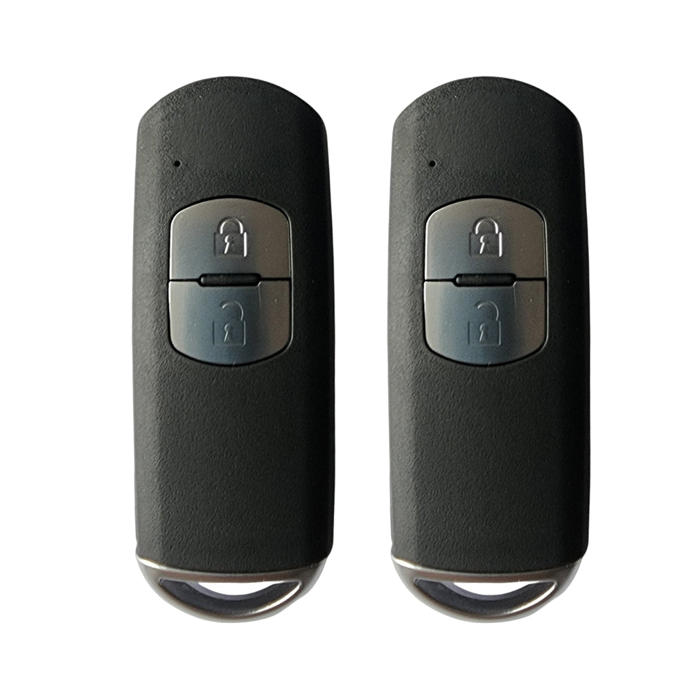 Two button smart remote key shell replacement for Mazda vehicles in durable black plastic housing