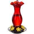 Red ant-moat hummingbird feeder with six feeding ports and leak-resistant plastic design