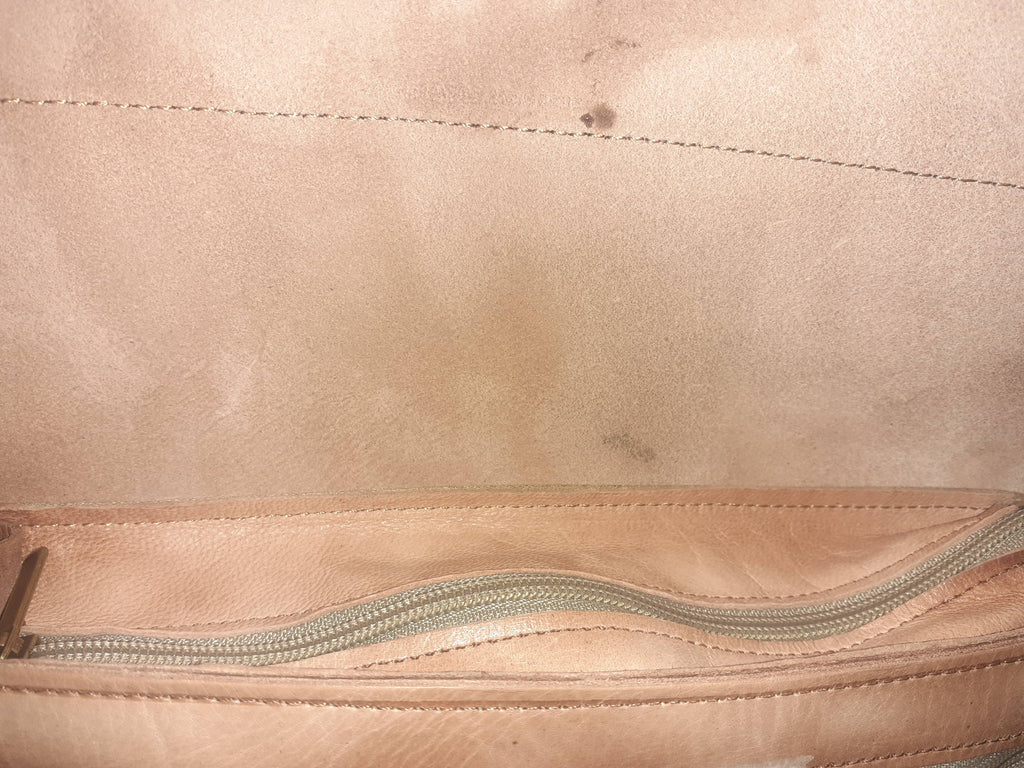 Two-tone leather crossbody bag with rustic finish, front zipper pocket, and long adjustable shoulder strap — view 2