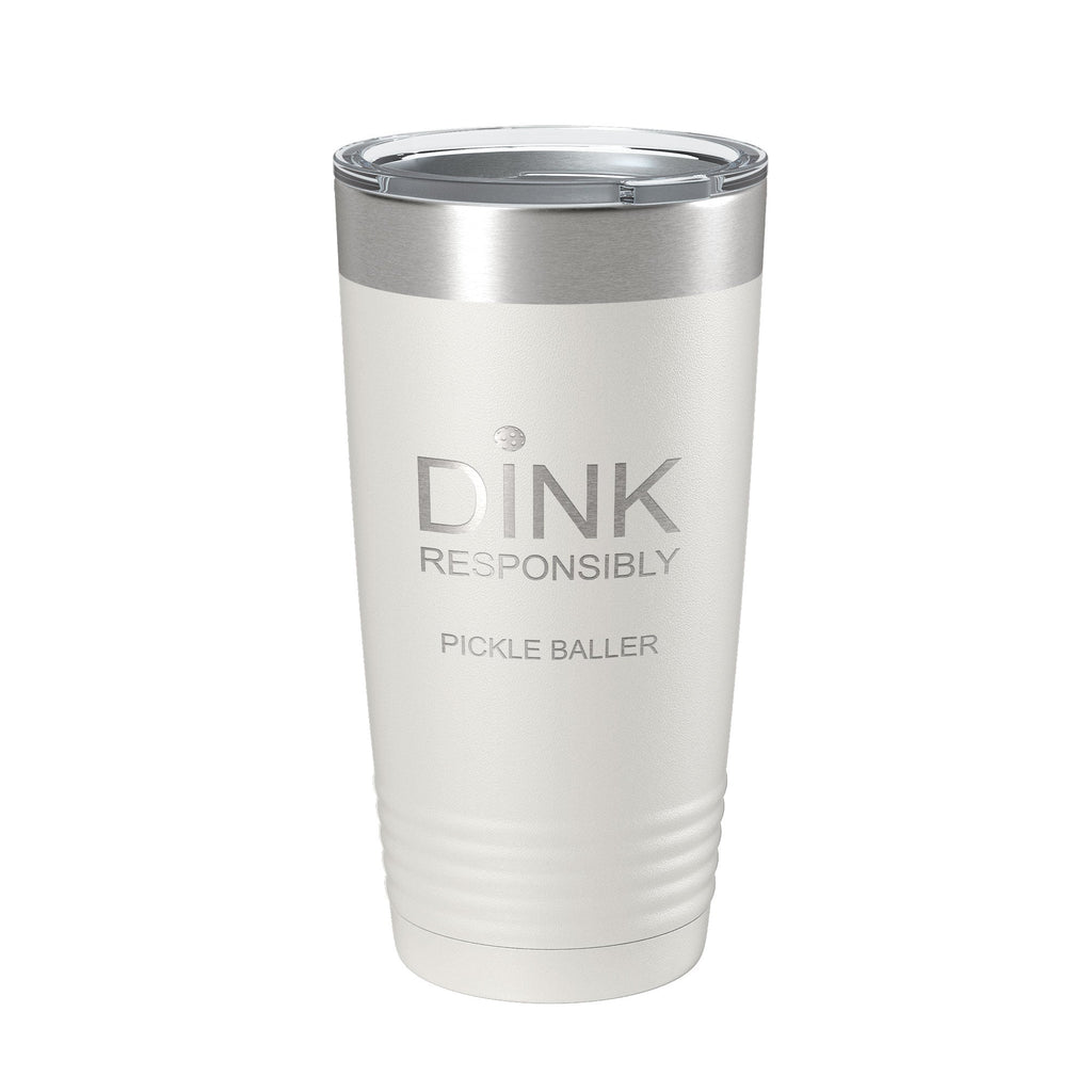 Laser engraved 20 oz stainless steel pickleball tumbler with clear lid and narrow bottom base — view 2