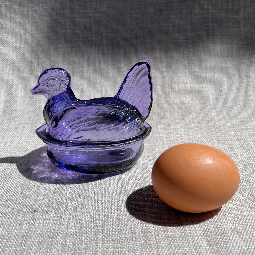 Nesting Hen Bowl & Lid - LAVENDER | Hand Blown Glass - Colombia-1