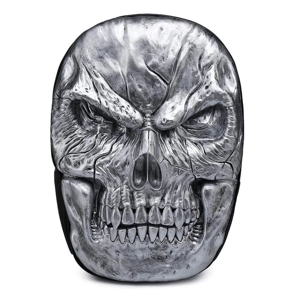 Large unisex backpack featuring a 3D molded skull design, crafted from premium PU leather. — view 2