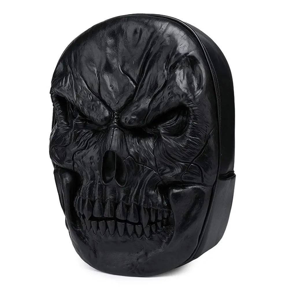 Large unisex backpack featuring a 3D molded skull design, crafted from premium PU leather. — view 3