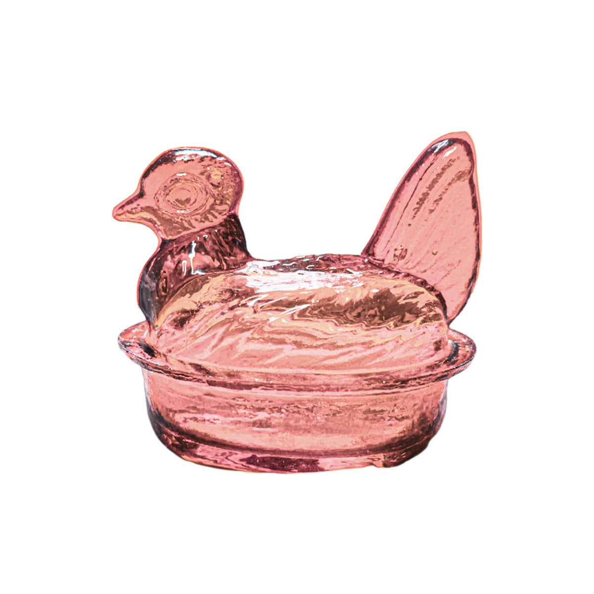Nesting Hen Bowl & Lid - ROSE | Hand Blown Glass - Colombia-0