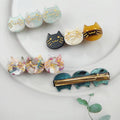 Hand-painted three cats alligator hair clip made of eco-friendly acetate with glass rhinestones
