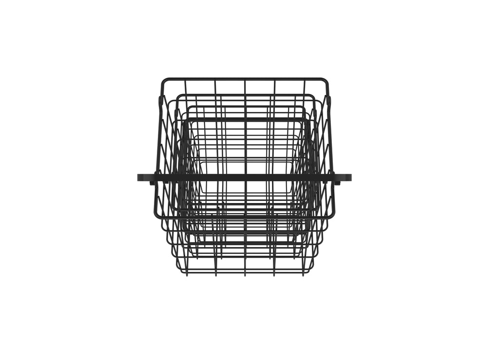 Black 3-tier metal wire storage basket stand with removable open-grid containers for home organization — view 5