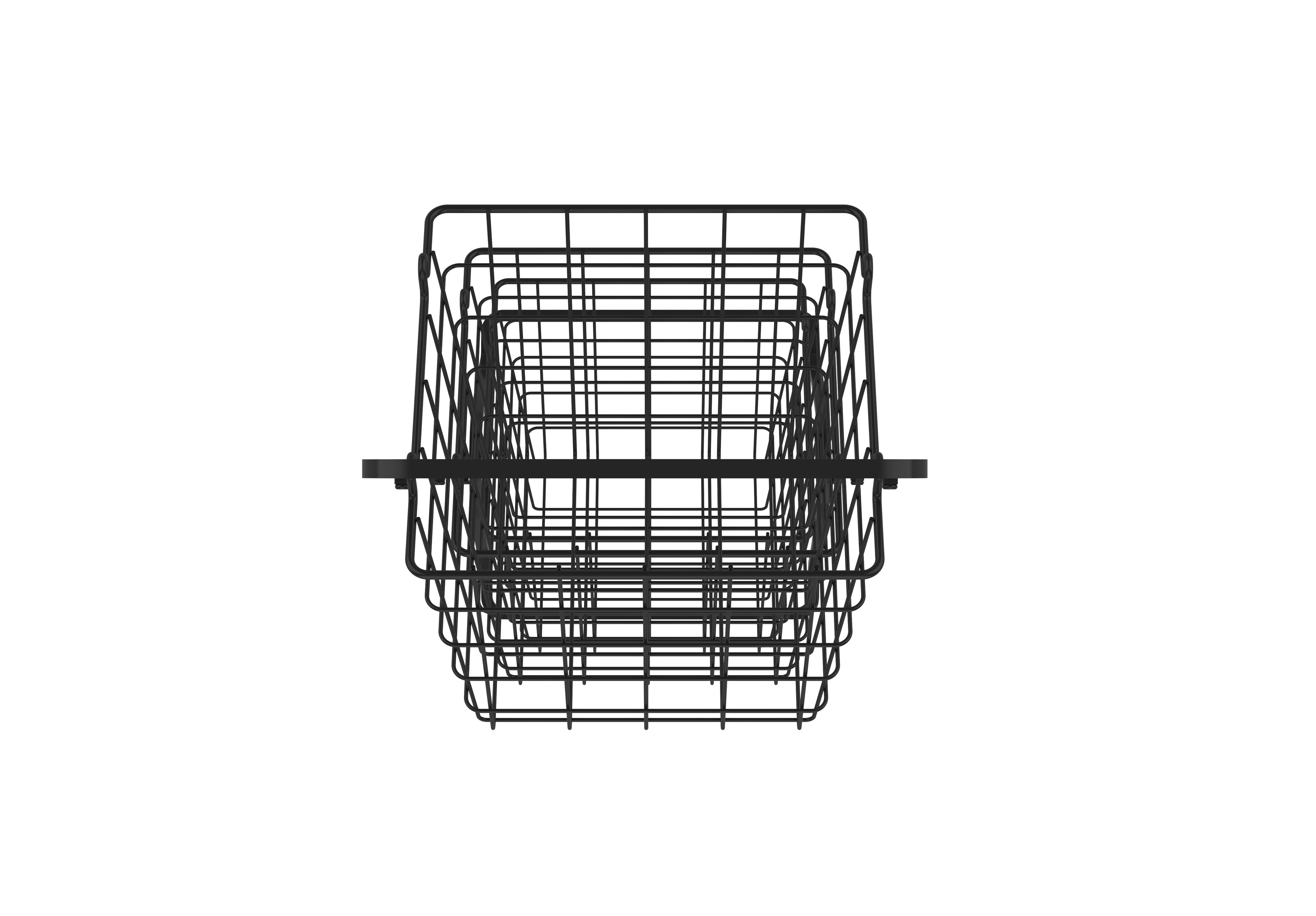 Black 3-tier metal wire storage basket stand with removable open-grid containers for home organization — view 5