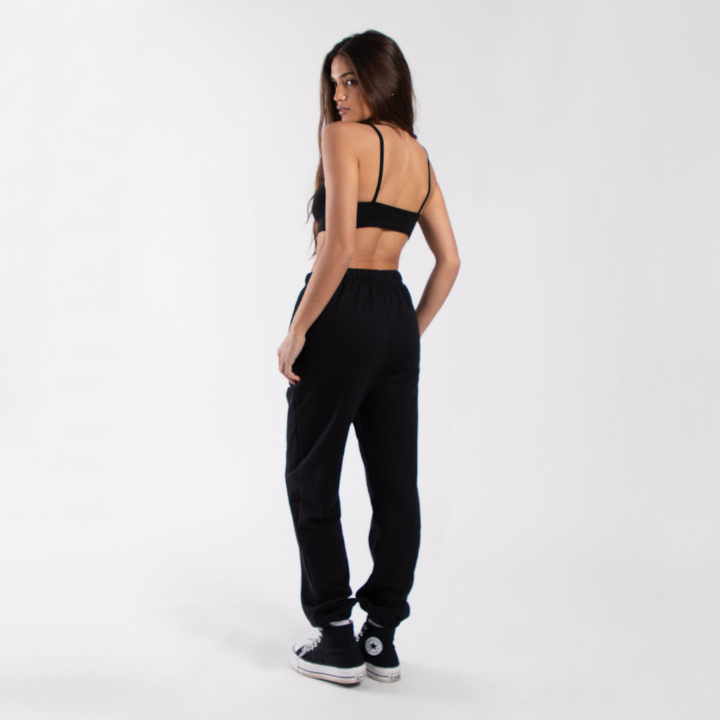 Women's cotton blend bralette crop top with spaghetti straps and a formfitting comfortable design — view 2