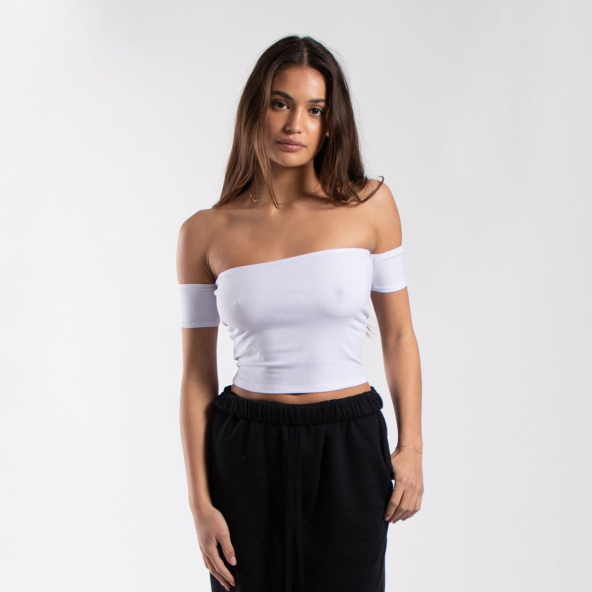 0891 - Women's Off Shoulder Cropped Tee-1