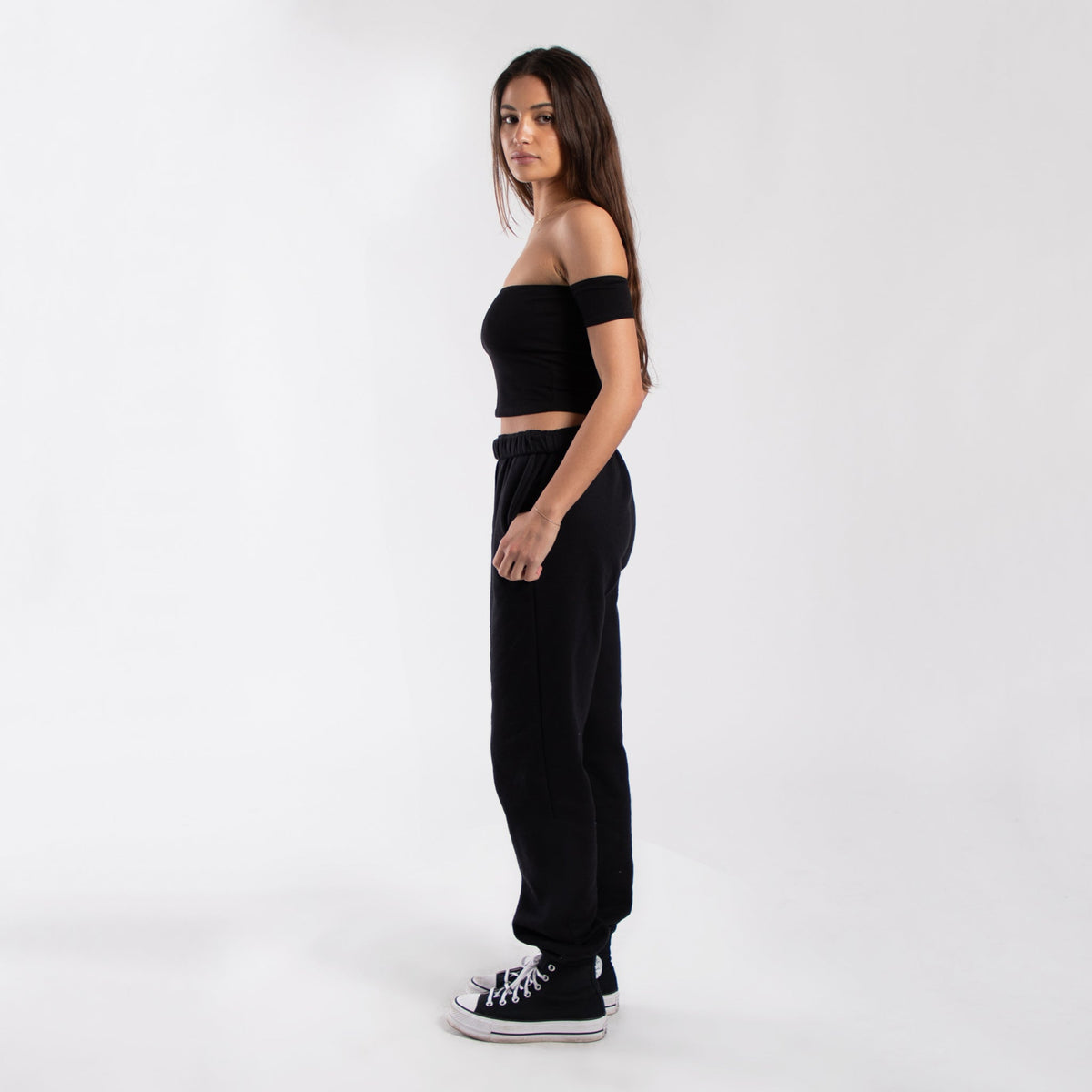 0891 - Women's Off Shoulder Cropped Tee-4