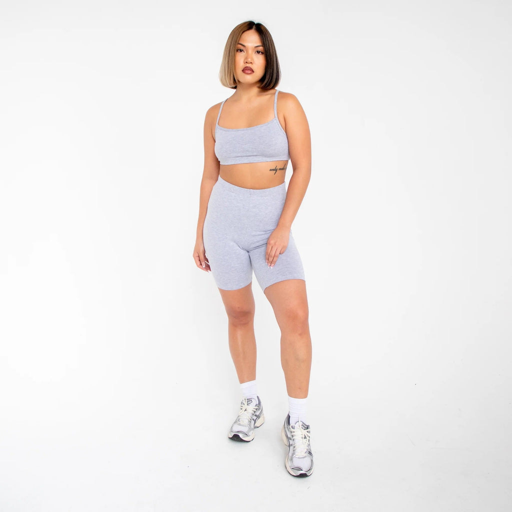 Women's cotton blend bralette crop top with spaghetti straps and a formfitting comfortable design — view 5