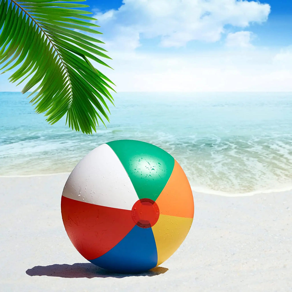 Three vibrant multi-colored inflatable beach balls for summer pool parties and outdoor water games — view 5