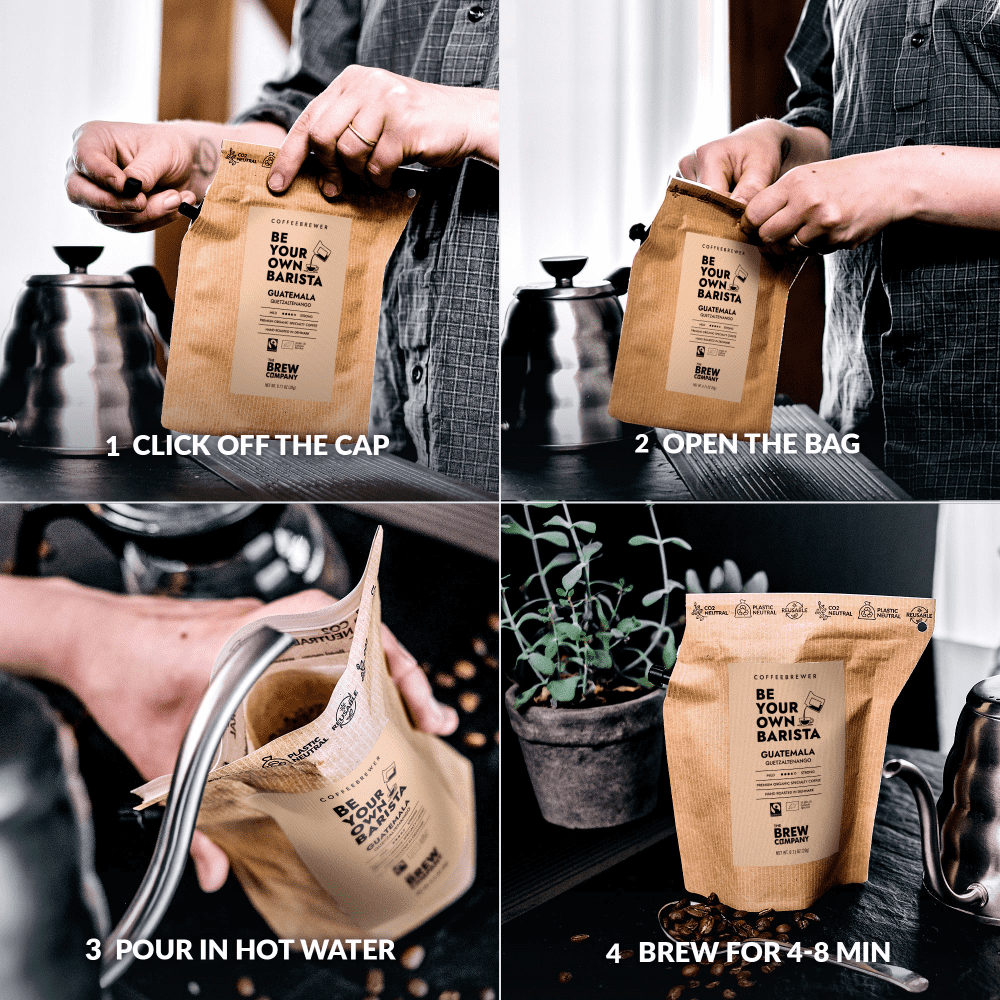 Organic coffee gift box for her with three specialty pour over brew bags in elegant packaging — view 5