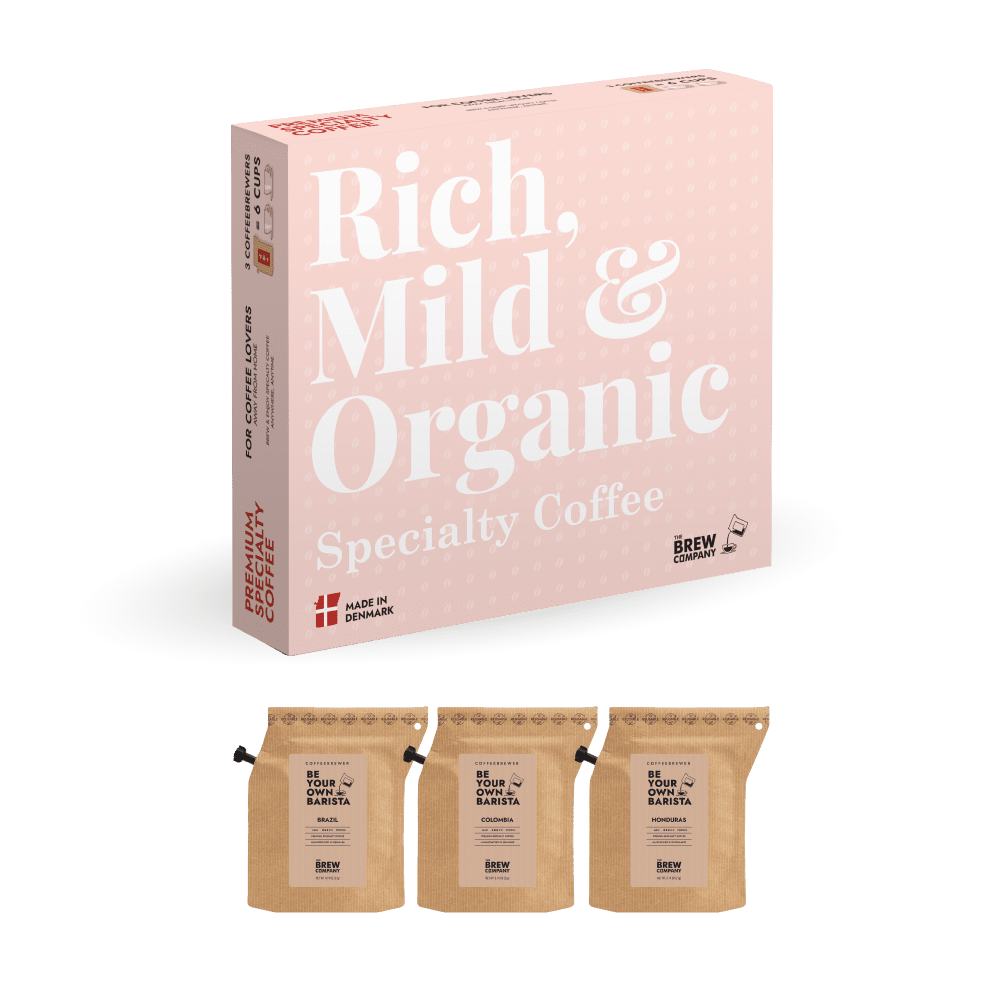 Organic coffee gift box for her with three specialty pour over brew bags in elegant packaging — view 2