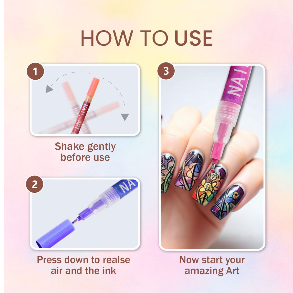 12-Colour Nail Art Pens – Fine Tip, Quick-Dry Nail Polish Pens for Creative Nail Designs-3