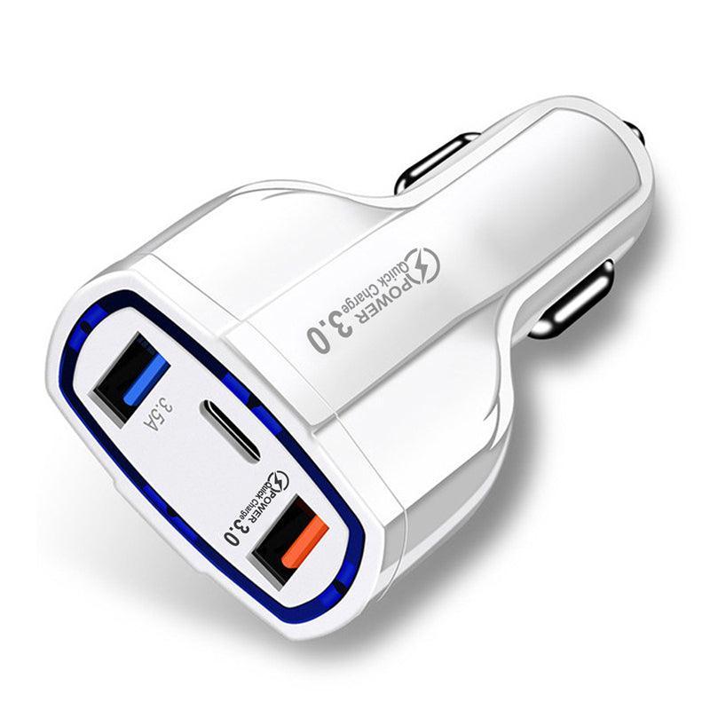 3-port 36W fast car charger with Quick Charge 3.0 and night-friendly LED lights — view 5