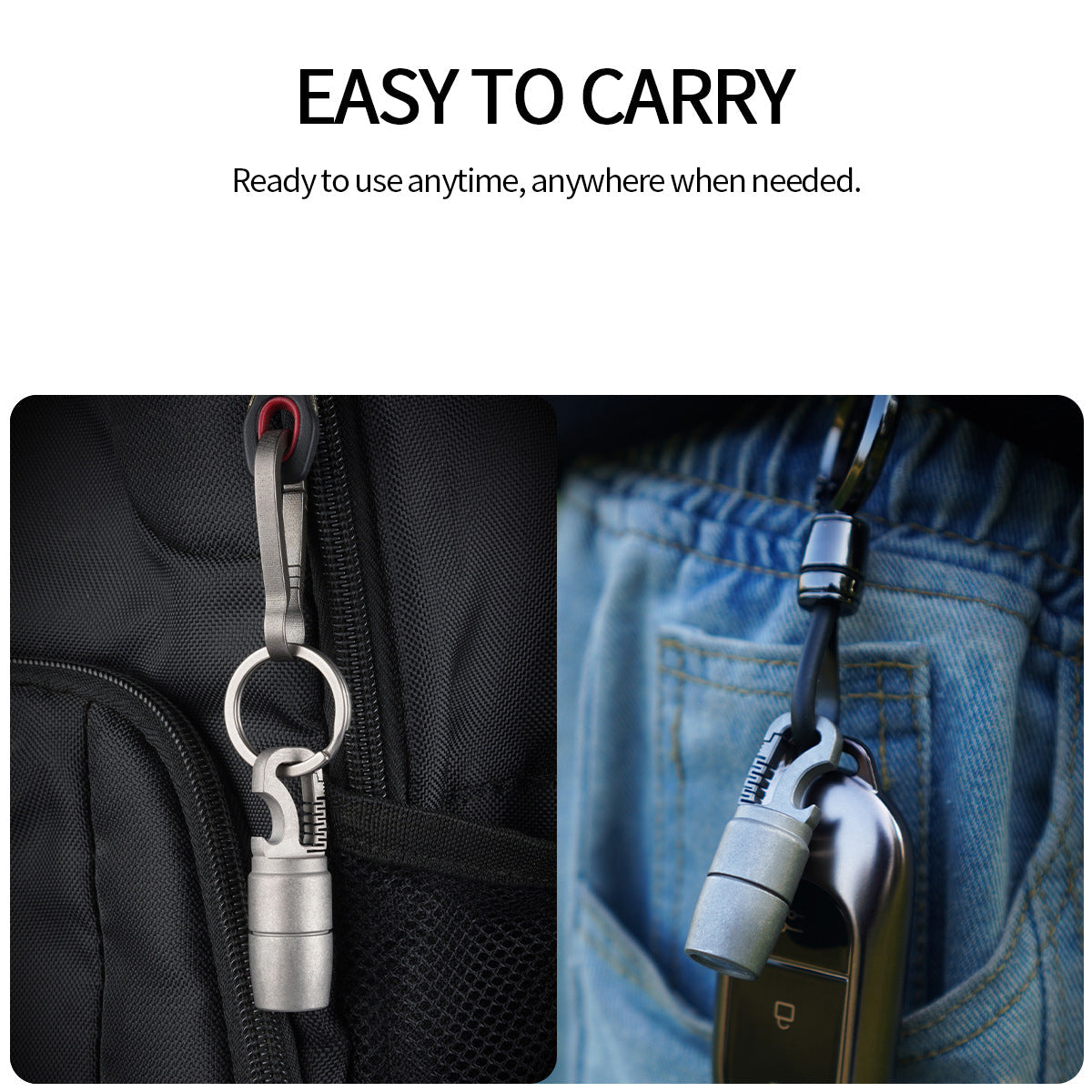 Titanium alloy mini LED keychain flashlight with bottle opener for everyday carry — view 4