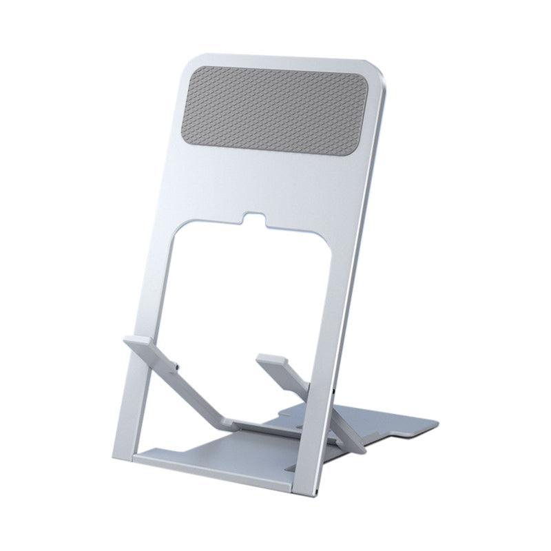 Adjustable folding black mobile phone and tablet stand holder resting on a flat surface — view 4