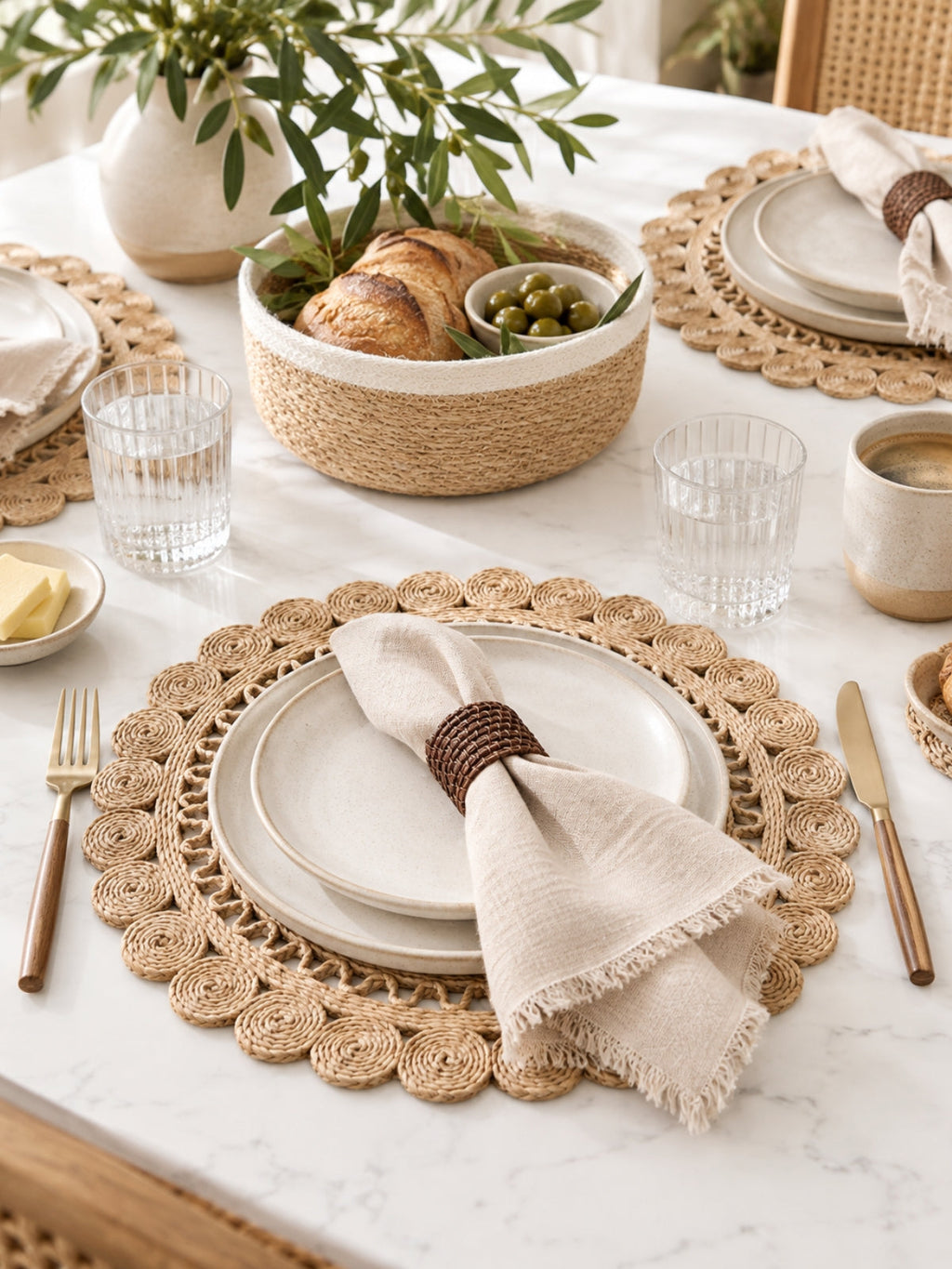 Jute Flower Placemat (Set of 2)-3