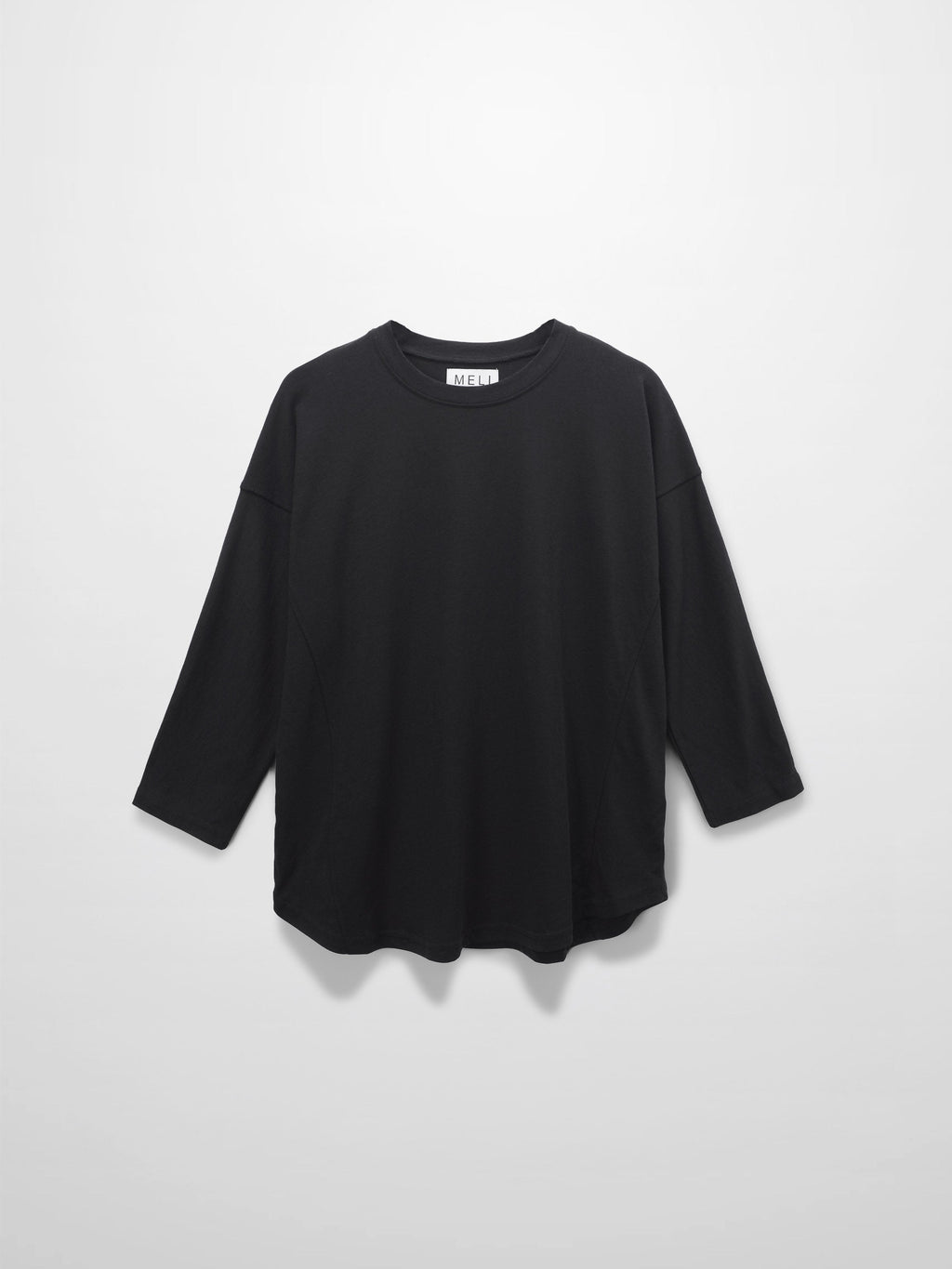 Pima Cotton Boxy Dolman Tee-Black-1