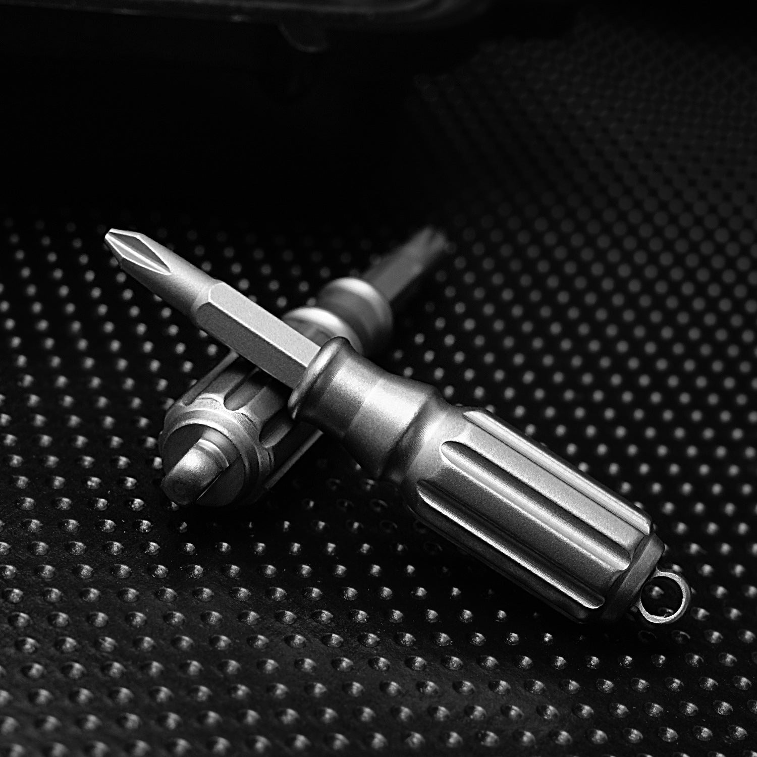 Titanium mini screwdriver pocket tool, compact silver multi-tool for everyday carry and outdoor survival — view 3