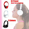 Red and black wired on-ear headphones with foldable design and adjustable telescopic headband