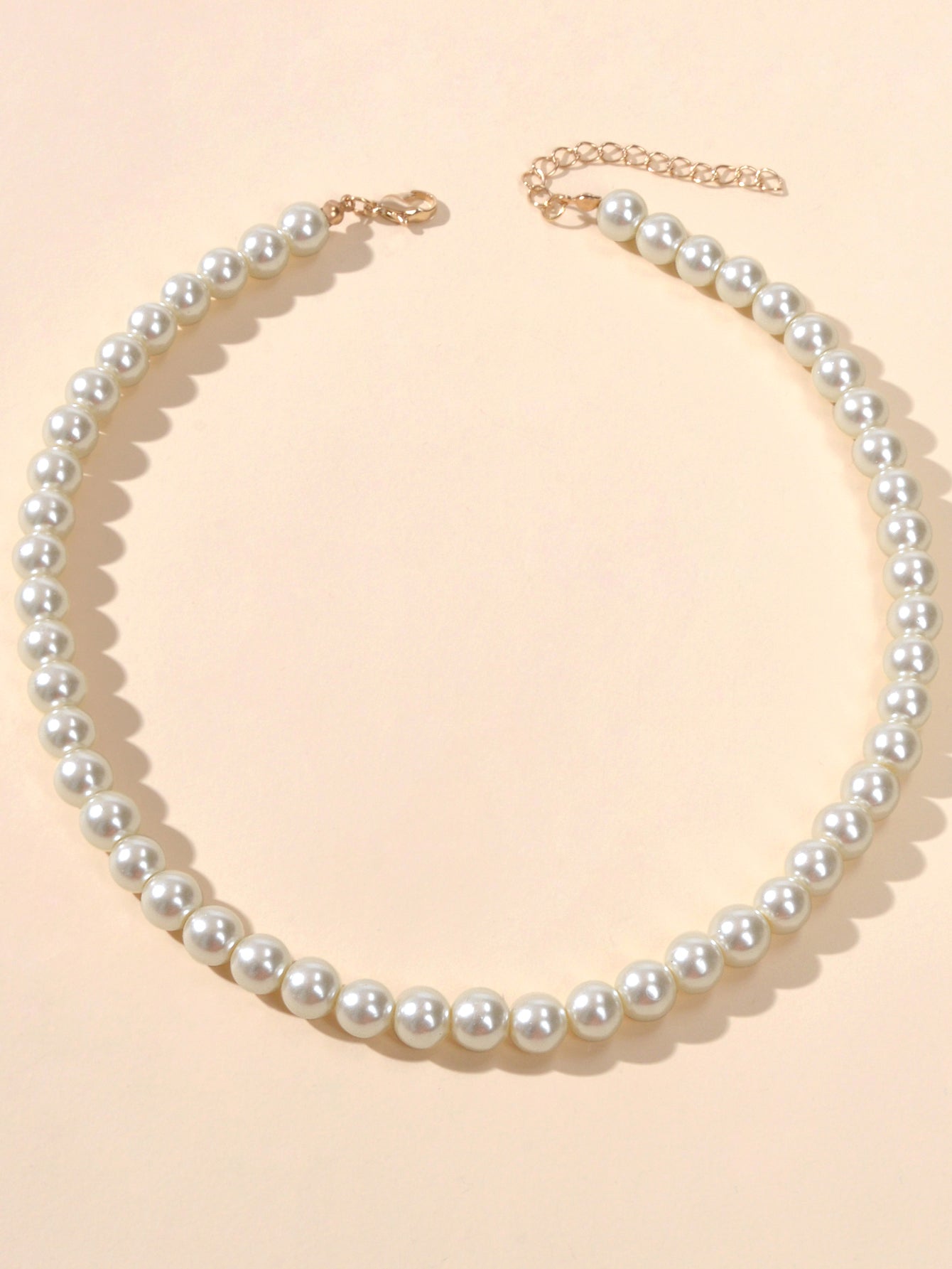 Retro black and white beaded choker collar necklace for women featuring an adjustable length design — view 2