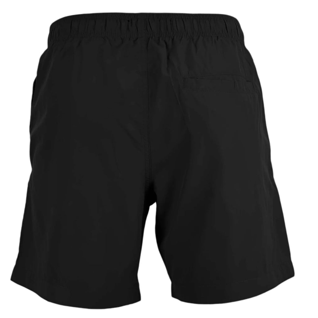 Mens solid colour elasticated waist swim shorts with drawcord and side pockets — view 2