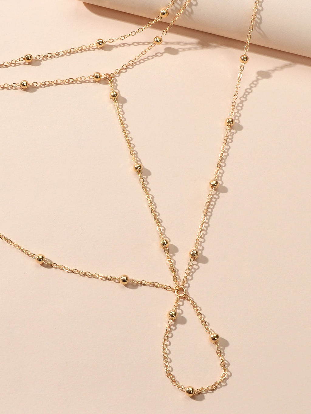 Gold chain boho layered anklet with toe ring attachment, elegant barefoot sandal foot jewellery. — view 3